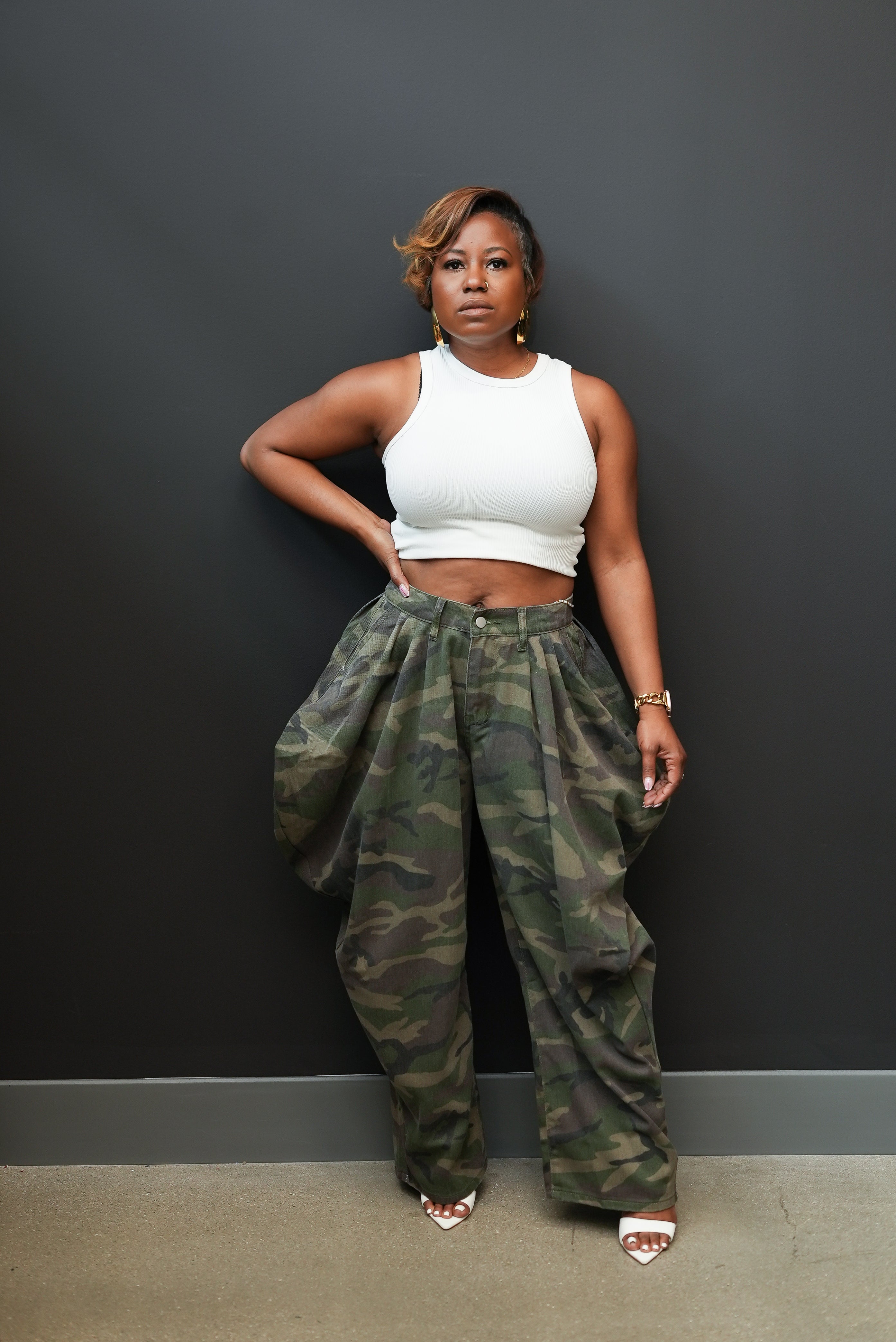 Camo Print Drama pants