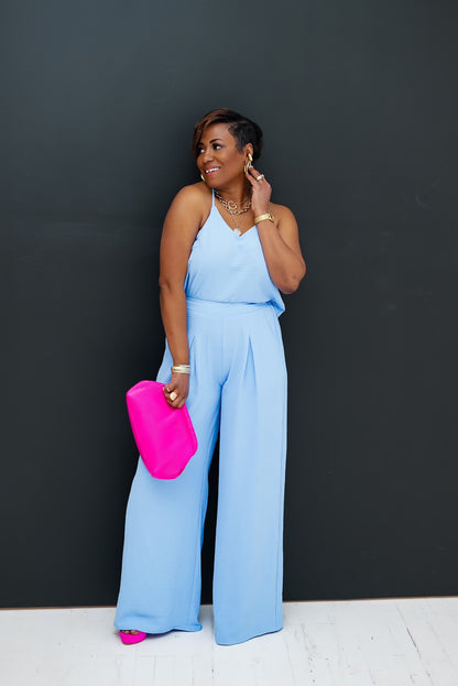 Cami wide leg set (Powder Blue)