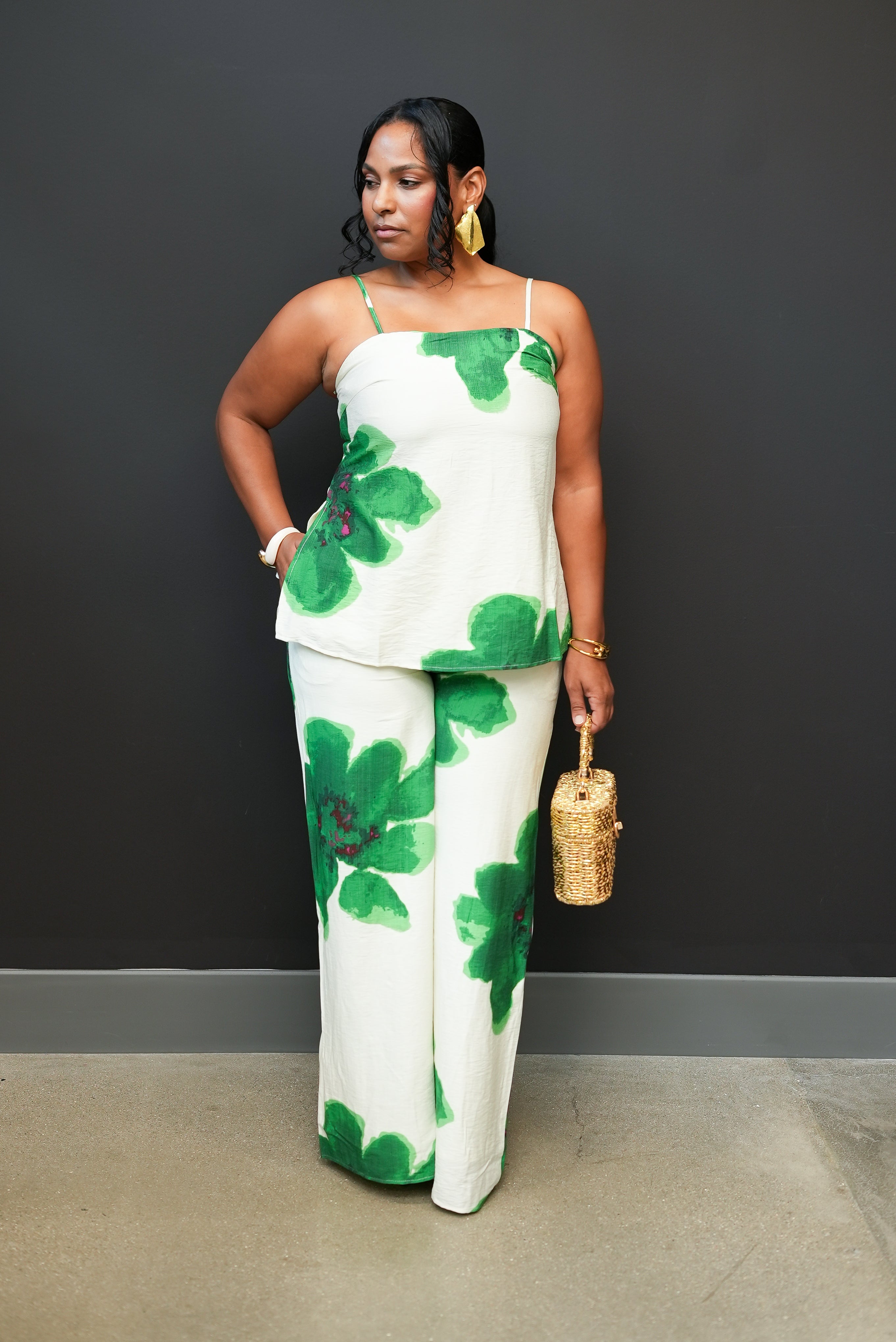 Emerald Bloom Wide-Leg Set