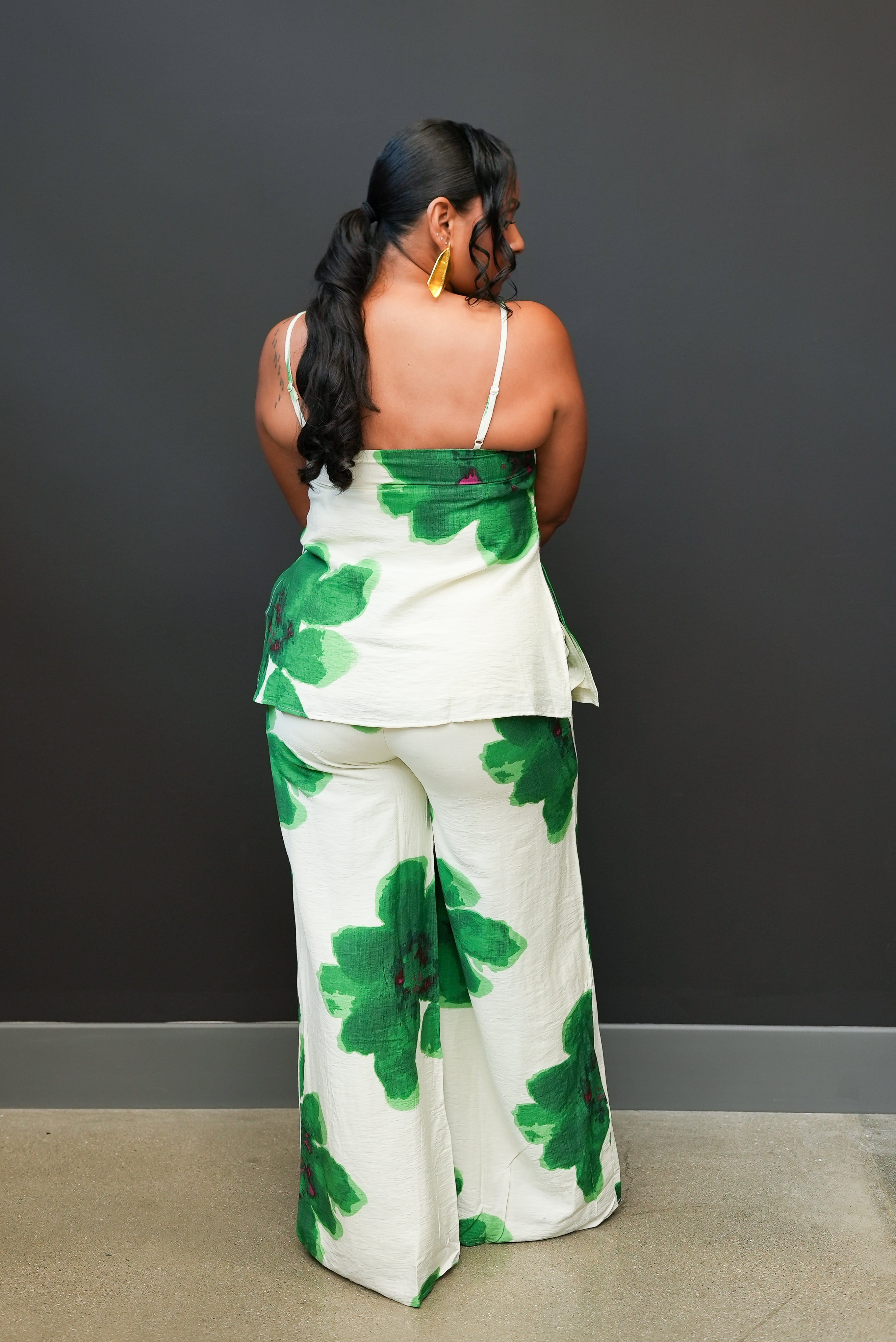 Emerald Bloom Wide-Leg Set
