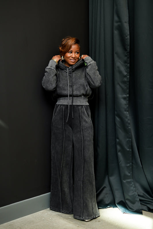 Sculpted Luxe Set Jogger Set-(Charcoal Black)