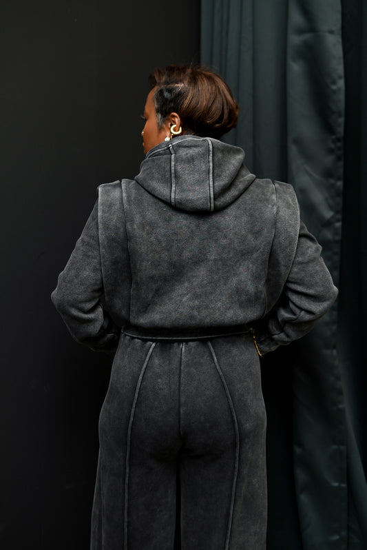 Sculpted Luxe Set Jogger Set-(Charcoal Black)
