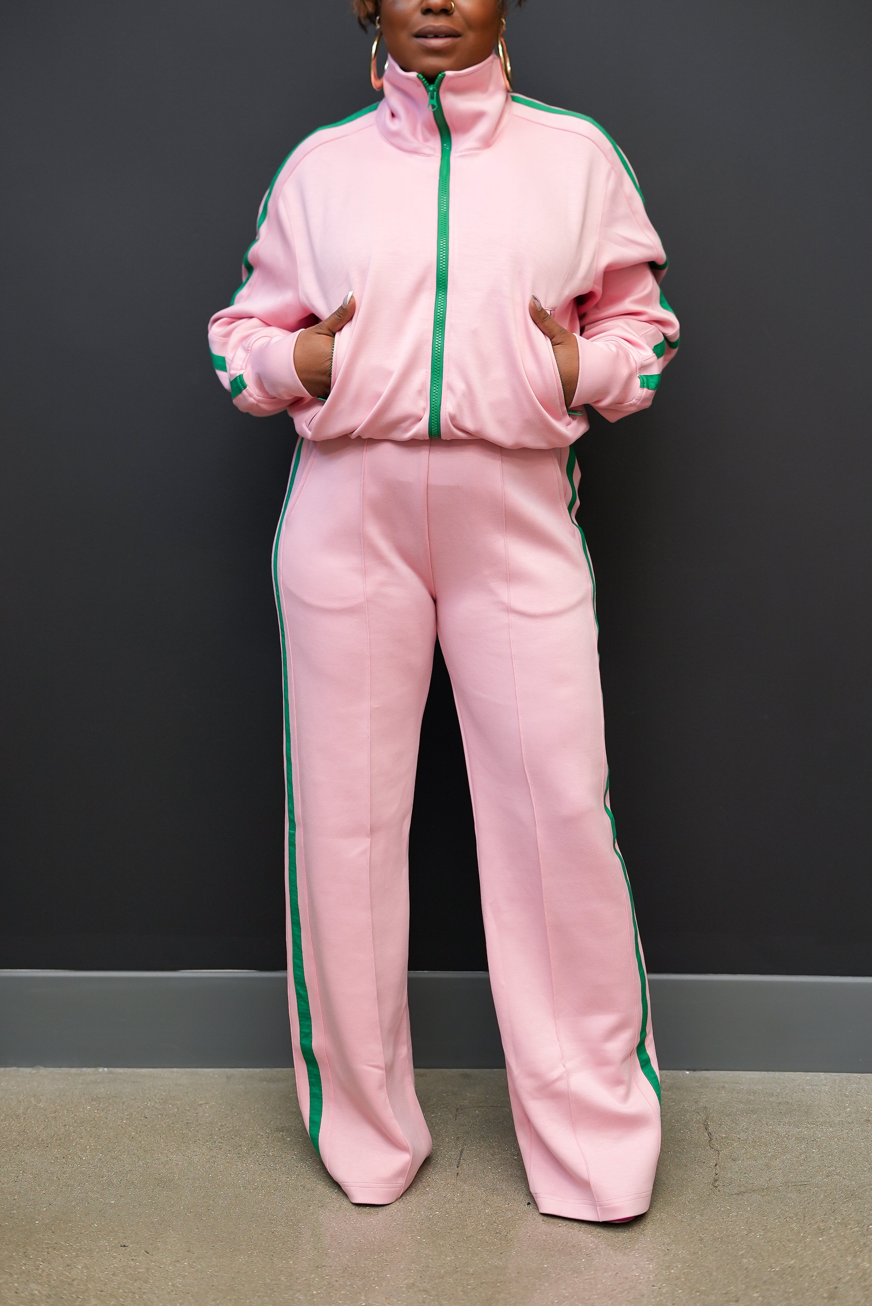 Midnight Stripe Luxe Track Set (Pink)