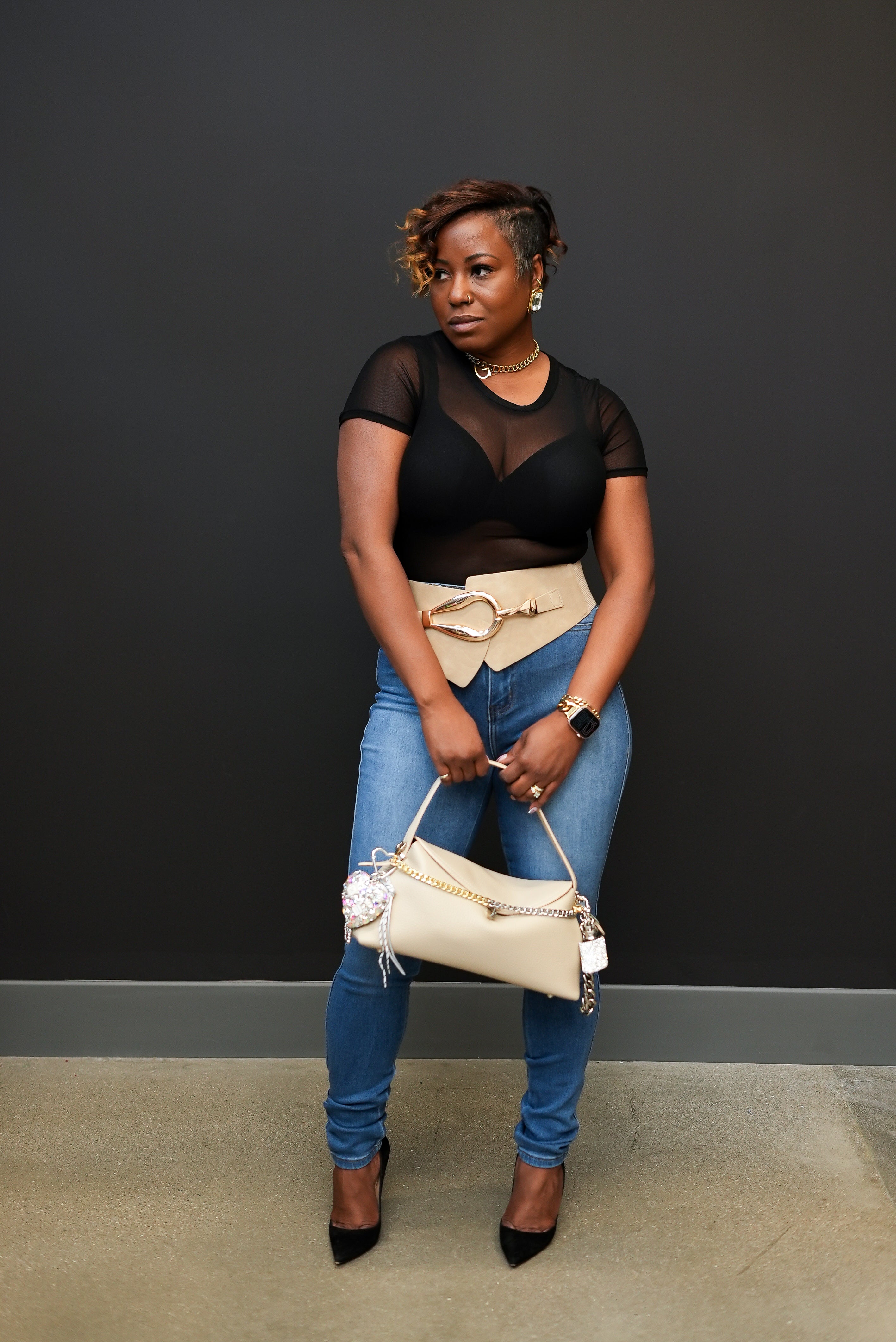 Luxe Link Charm Bag (Beige)