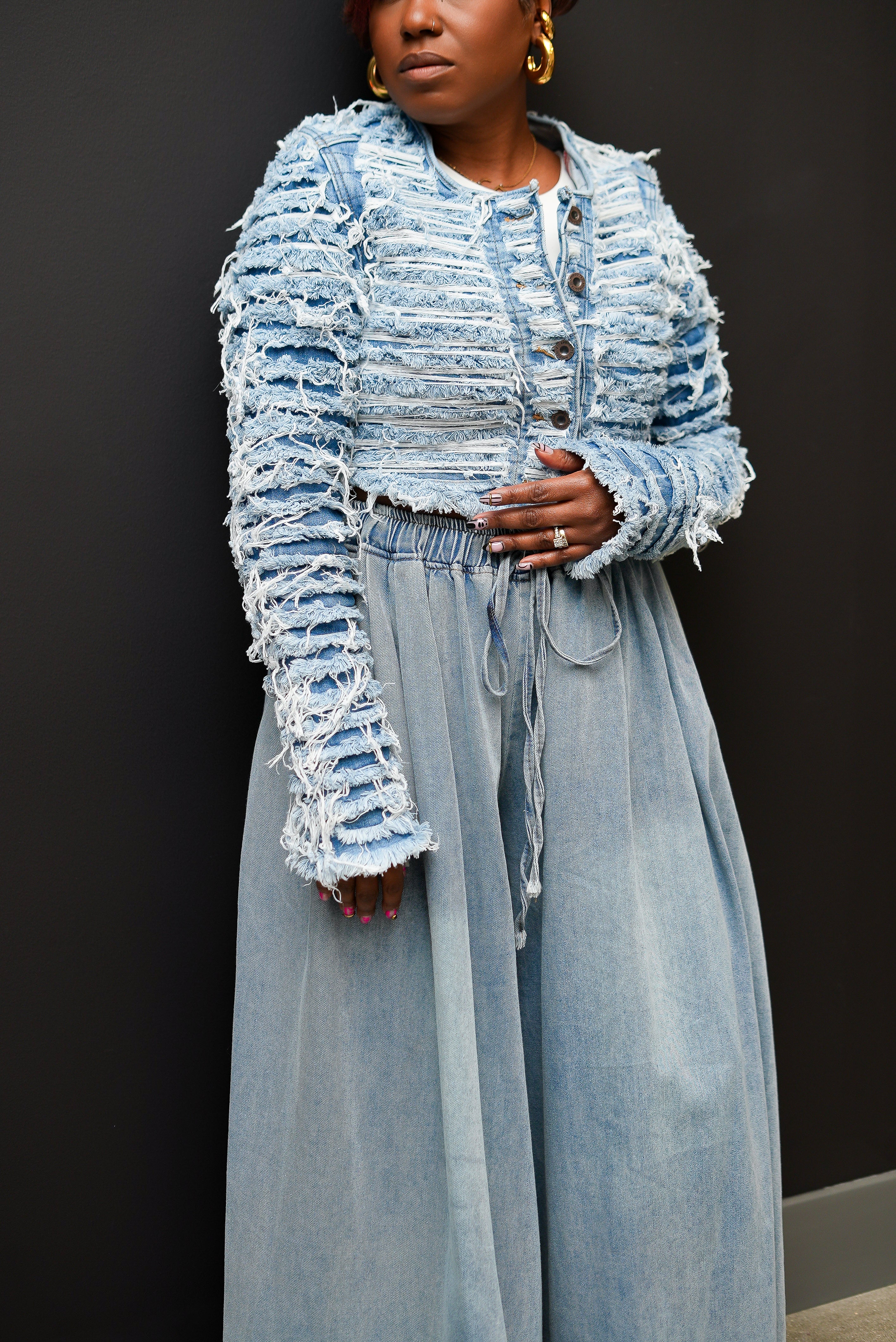 Distressed Denim Crop Jacket – Golden Chic®