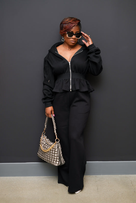 Chic Peplum Hoodie Set