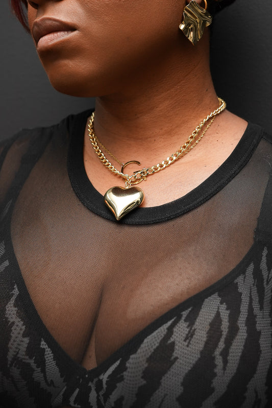 Chunky heart chain necklace