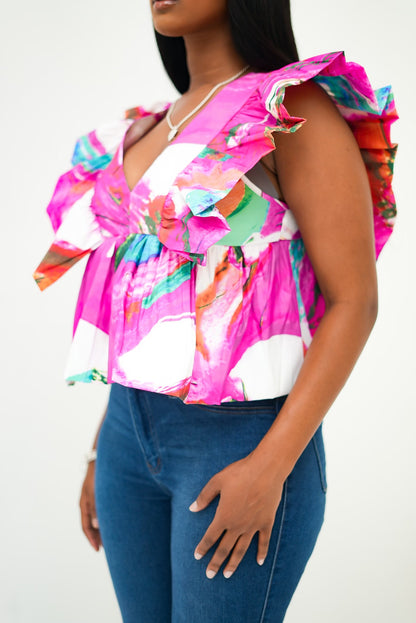 Paint Stroke Puff Top