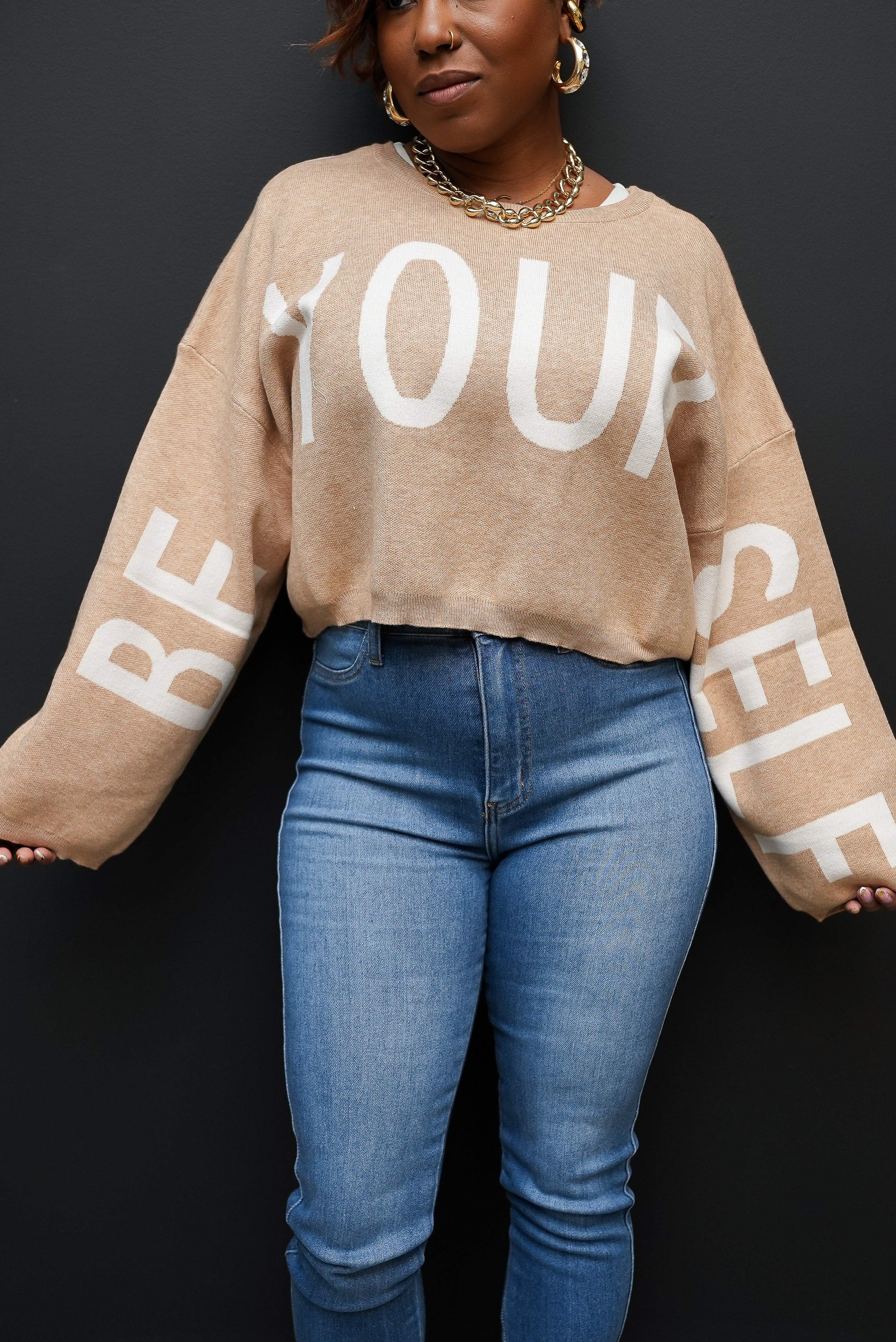 Be You Knit Crop sweater (oatmeal)