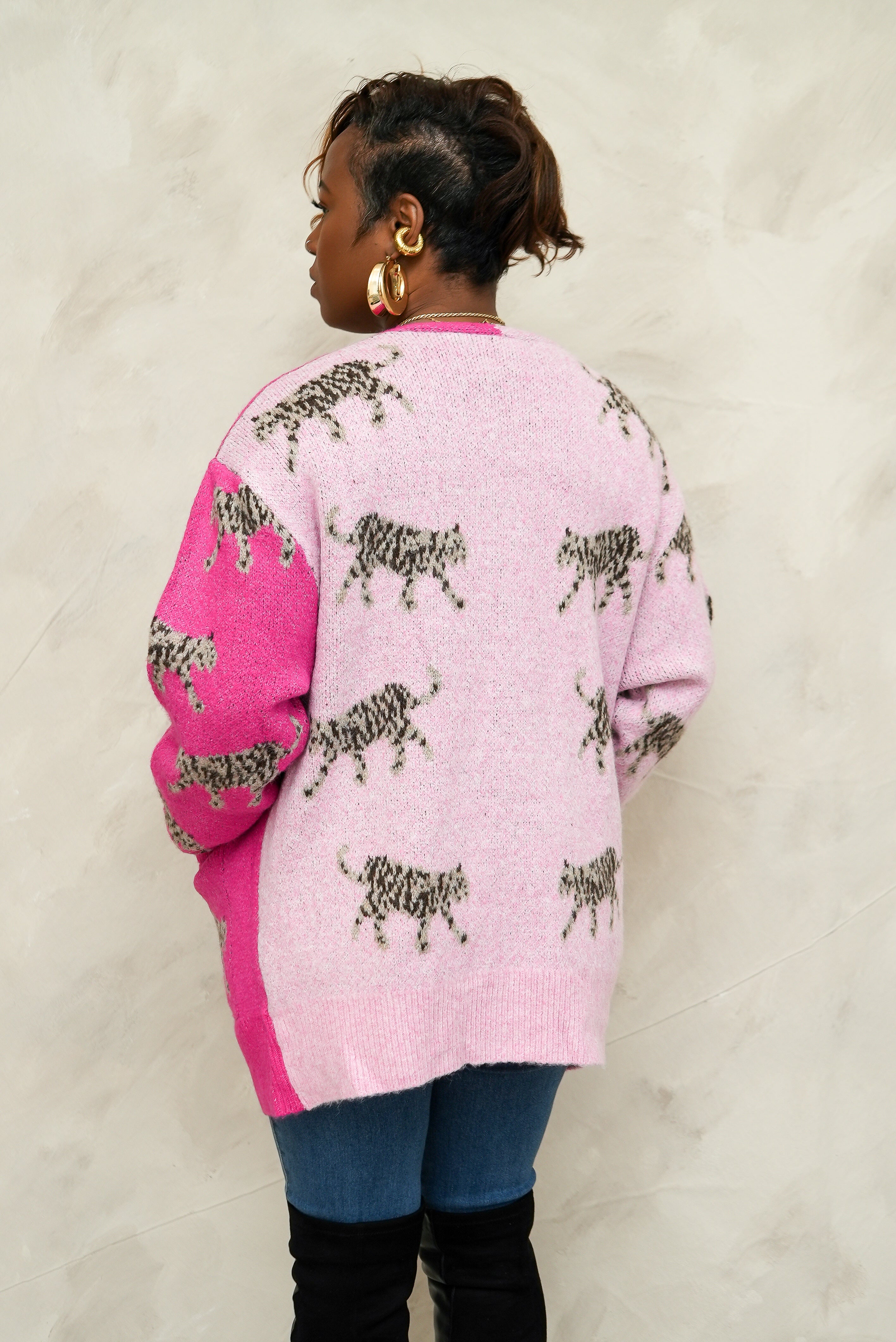 Patch Pockets Tiger Cardigan