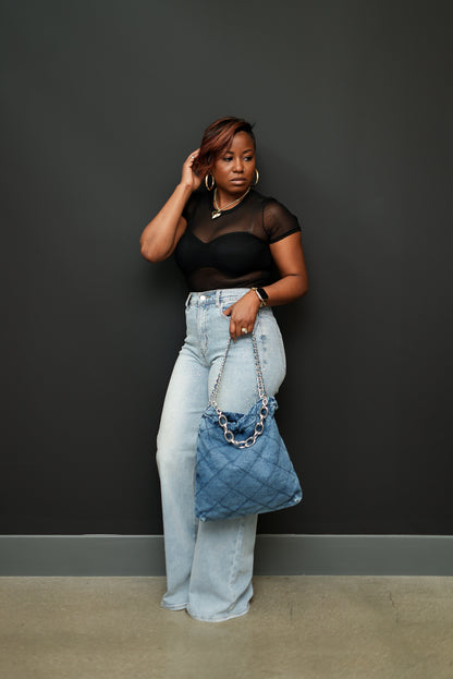 Quilted Denim Chain Bag