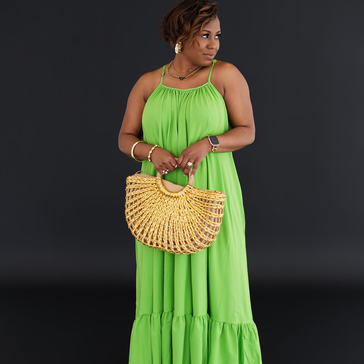 lime green summer dress - Lime Green Midi Dress - Ruffled Dress concerned Chemical Mulvari Women's Lime Green Summer
