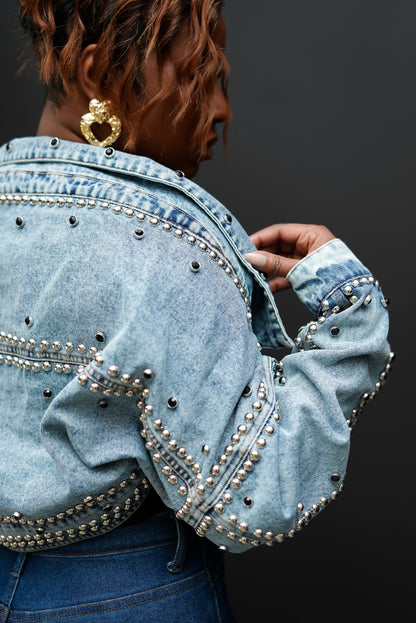 Denim Studded Bolero Jacket