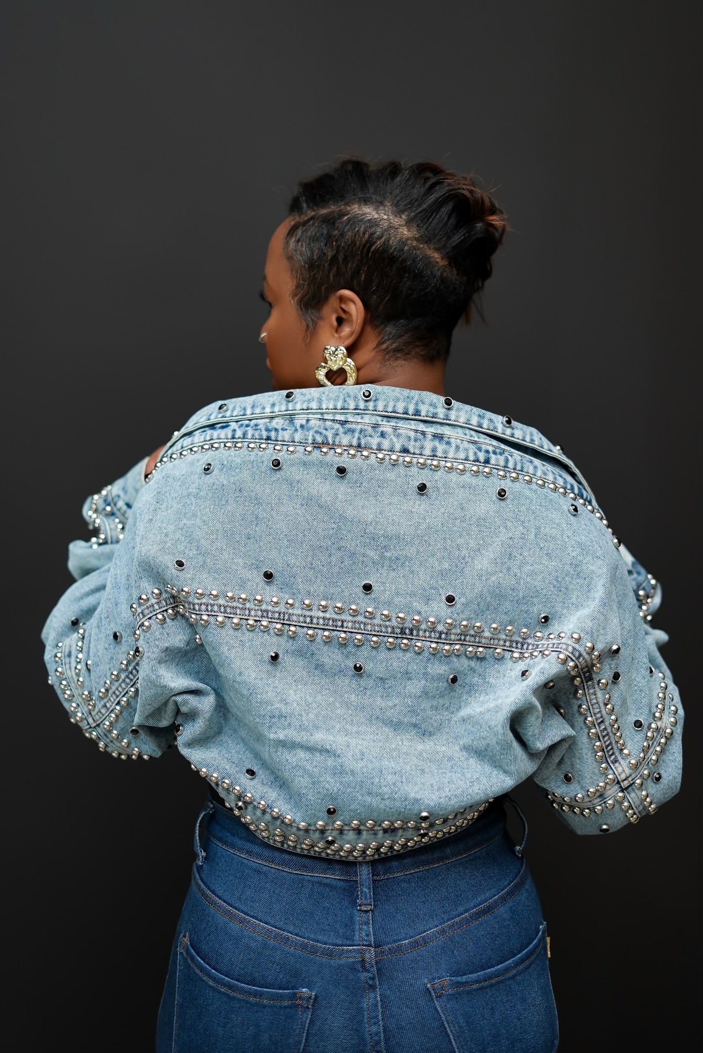 Denim Studded Bolero Jacket