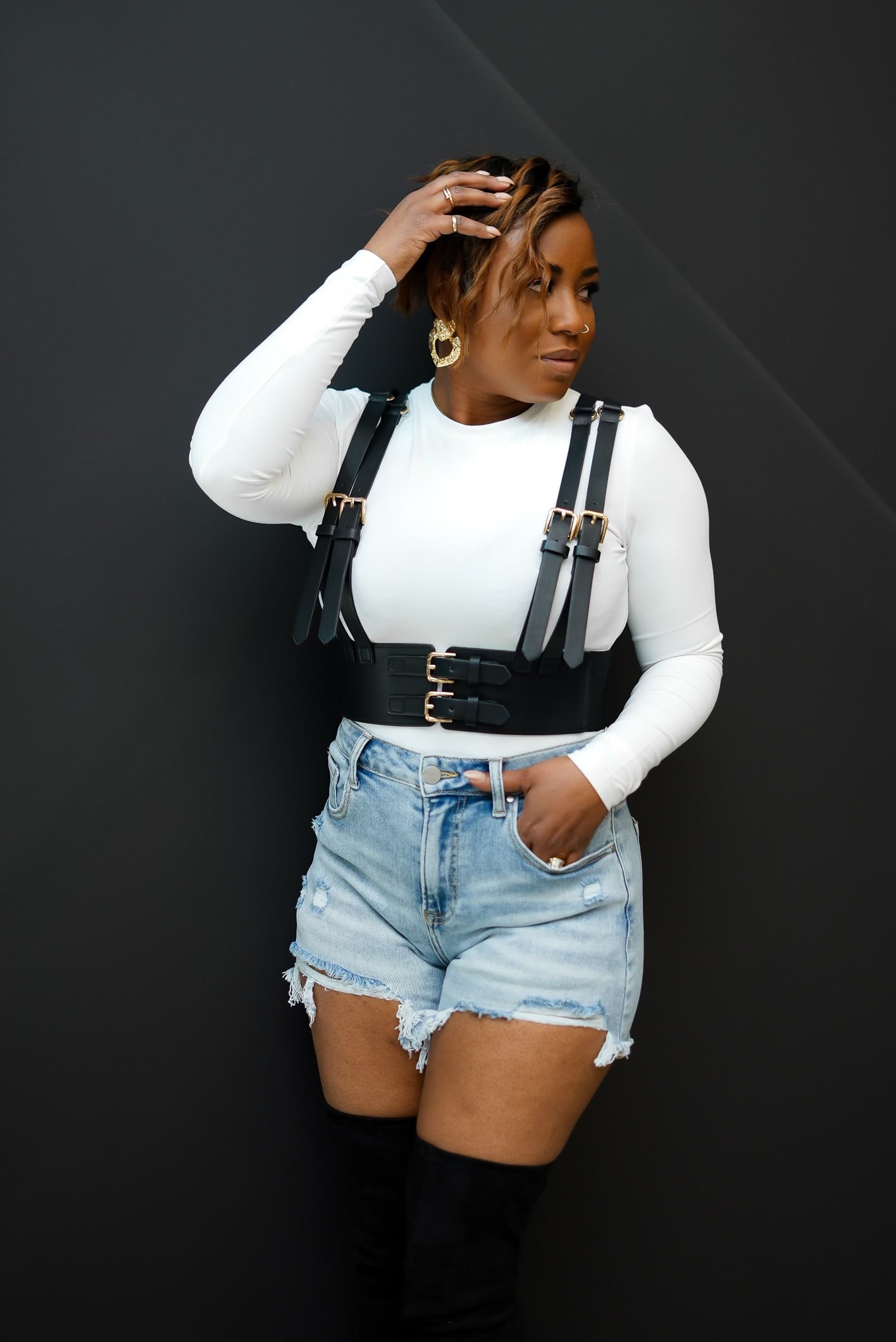 Women's Dual Buckle Stretchy Suspend Belt