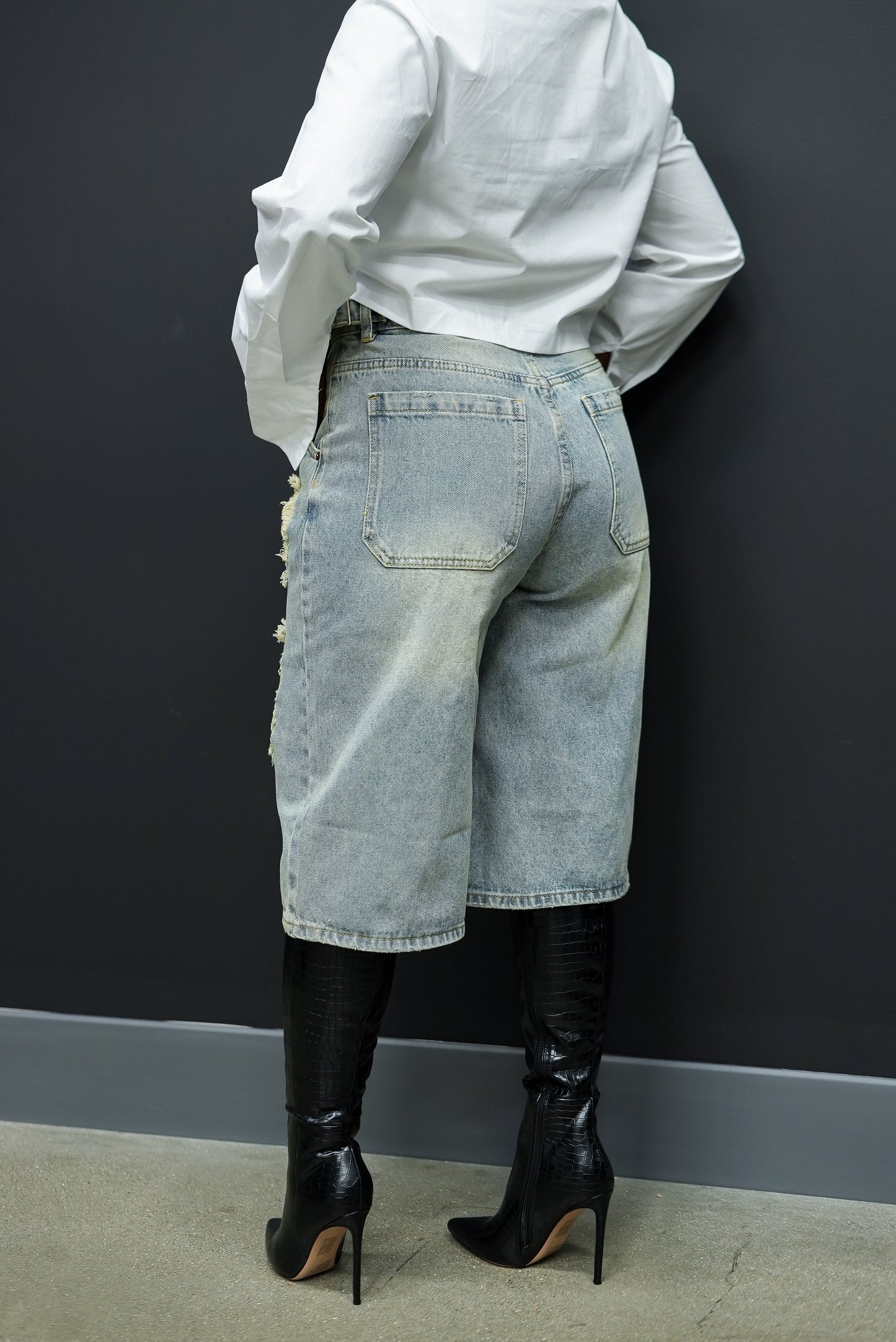 Distressed Denim Jorts