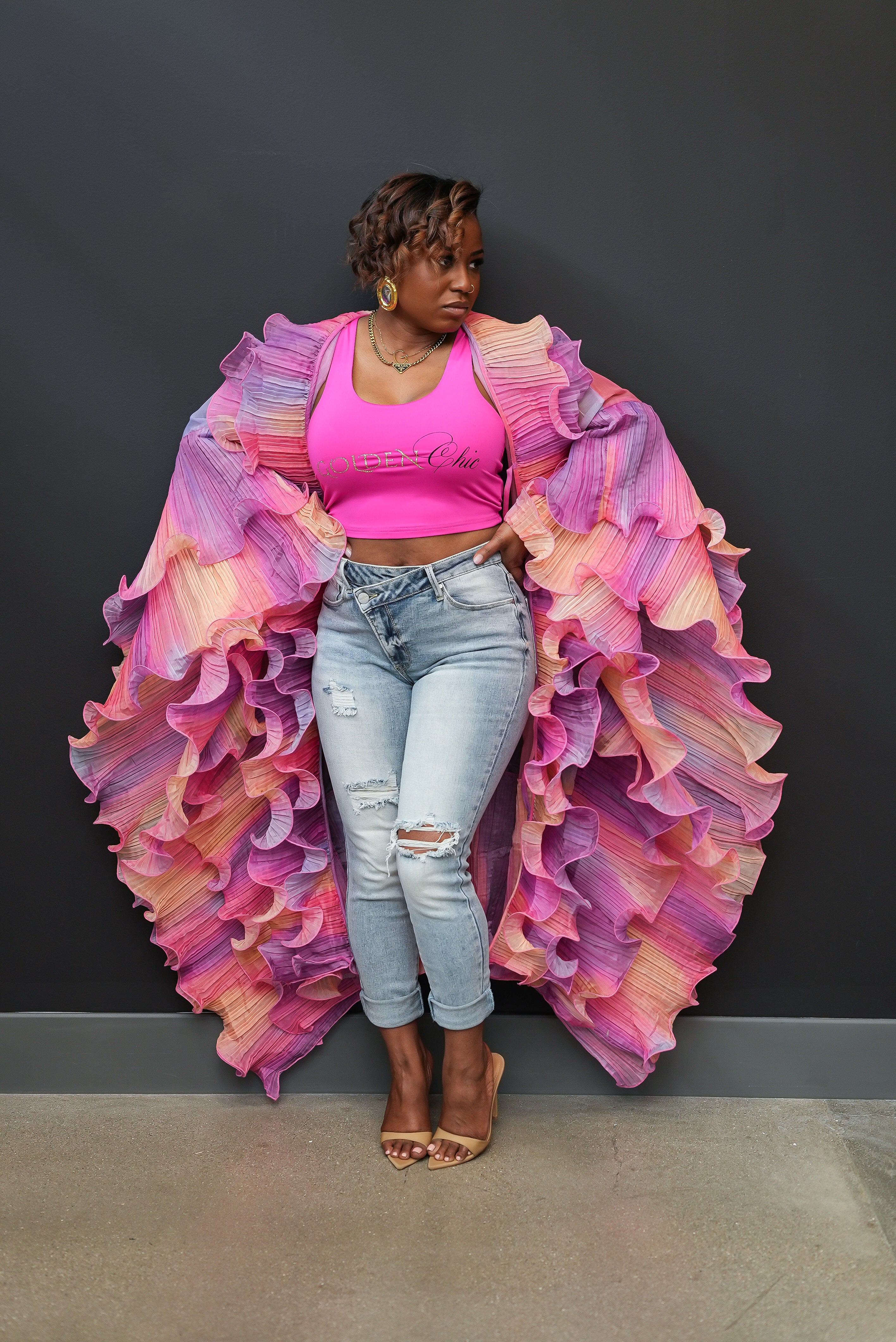 Sunset Ruffle Duster (Pink Ombre)