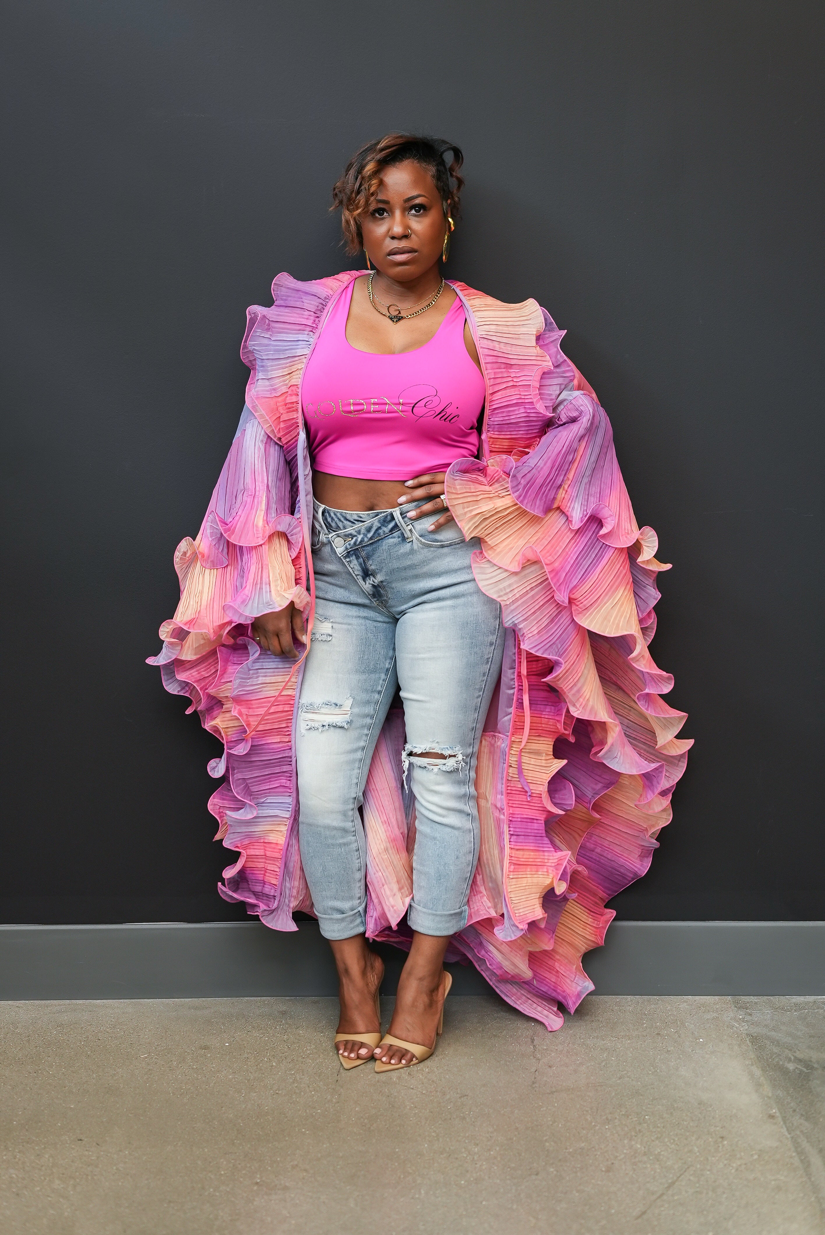 Sunset Ruffle Duster (Pink Ombre)
