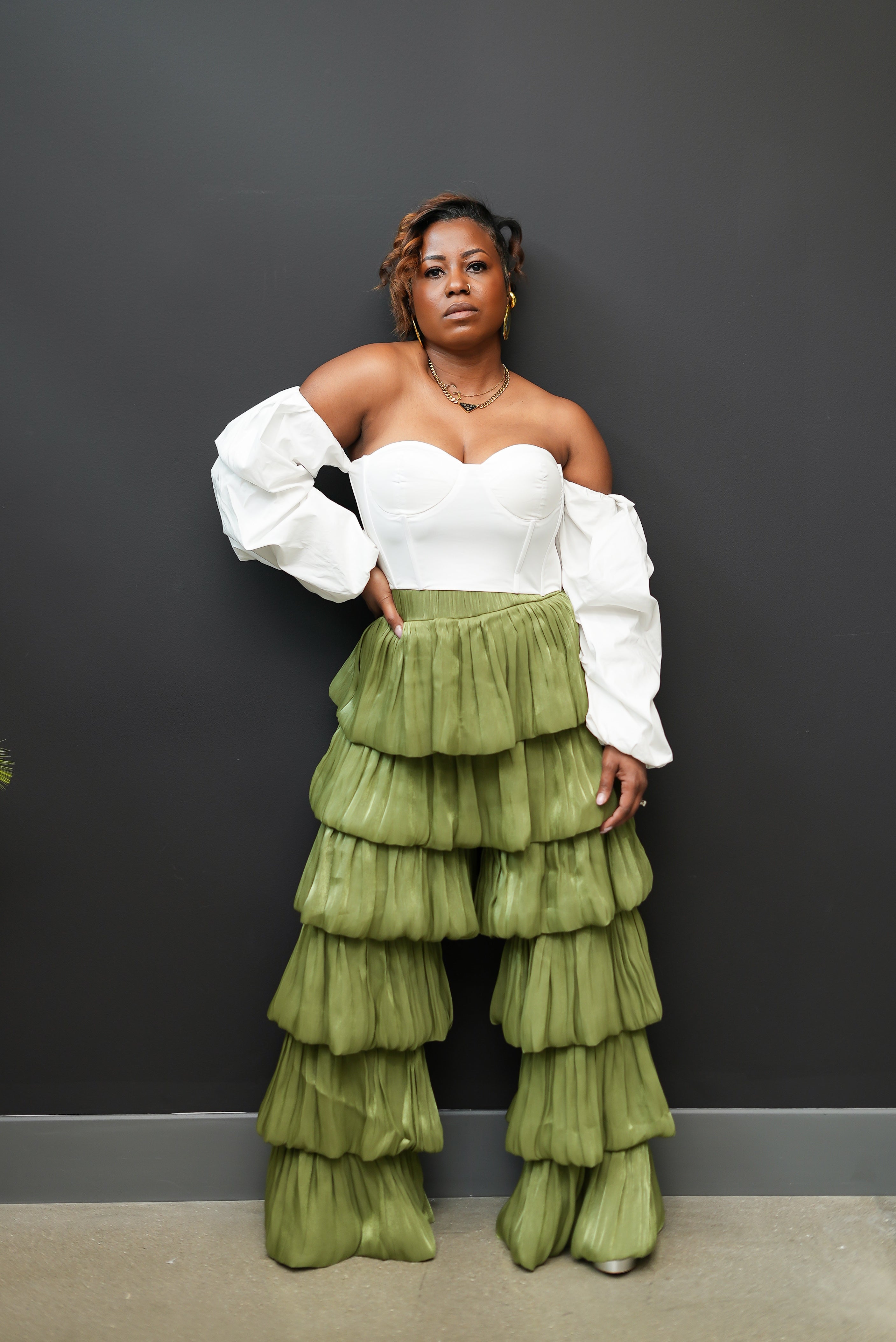 Drama Tier Pants (Olive)