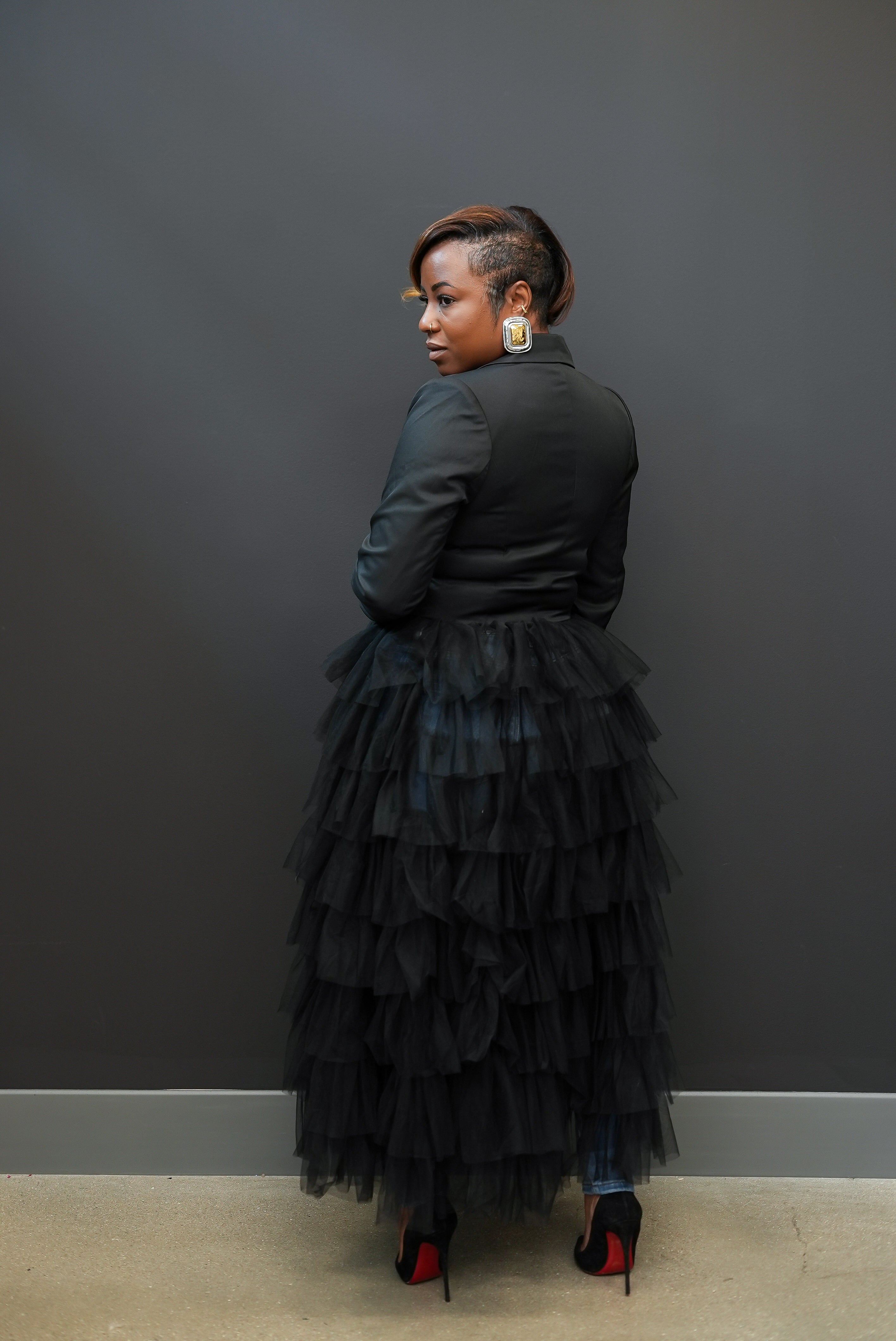 Tiered Tulle Blazer Dress