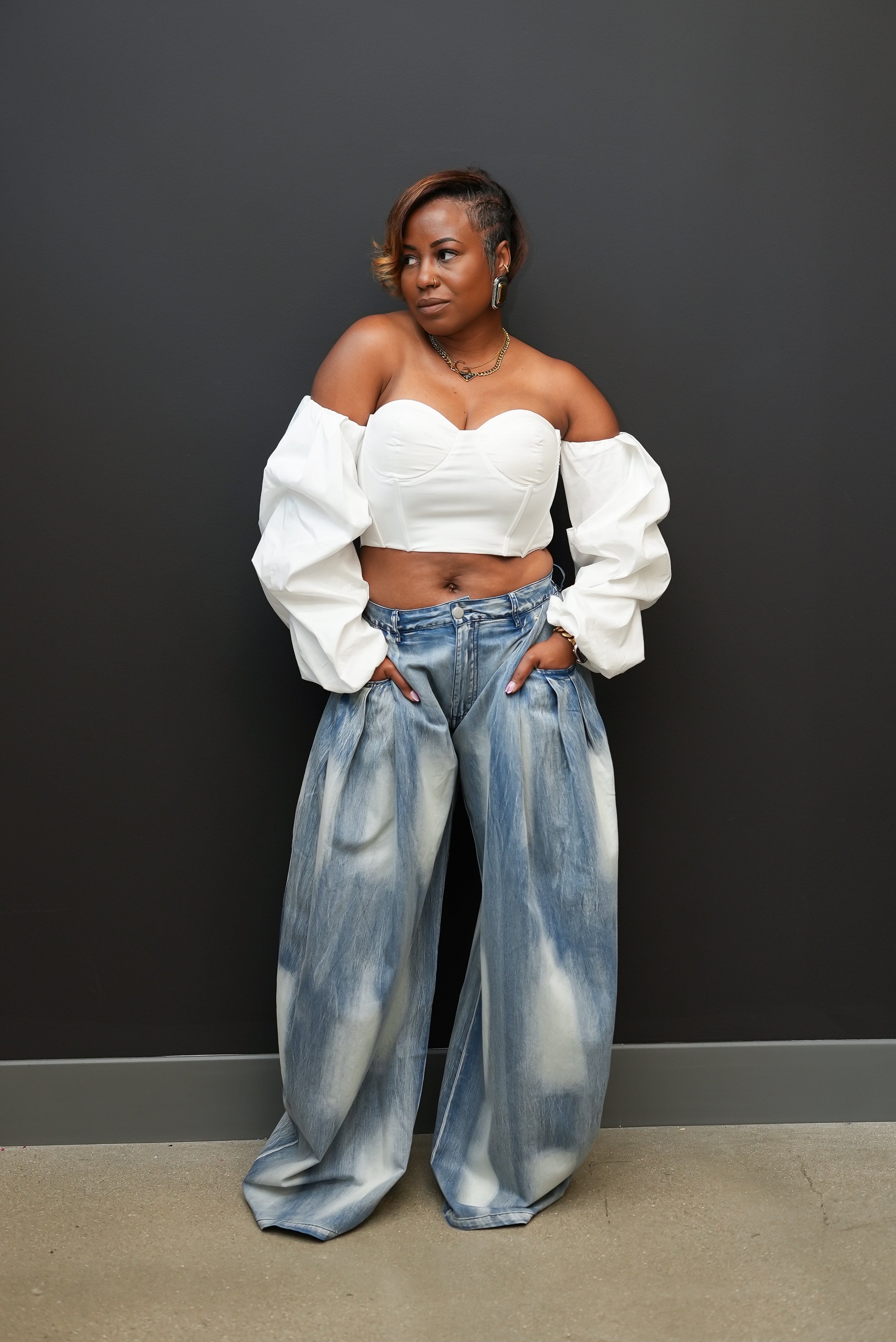 Skyline Slay Wide-Leg Denim Pants (Tie Dye)