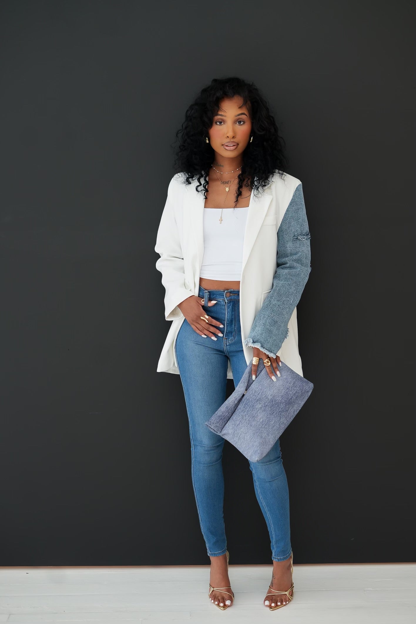 Everything denim soft clutch