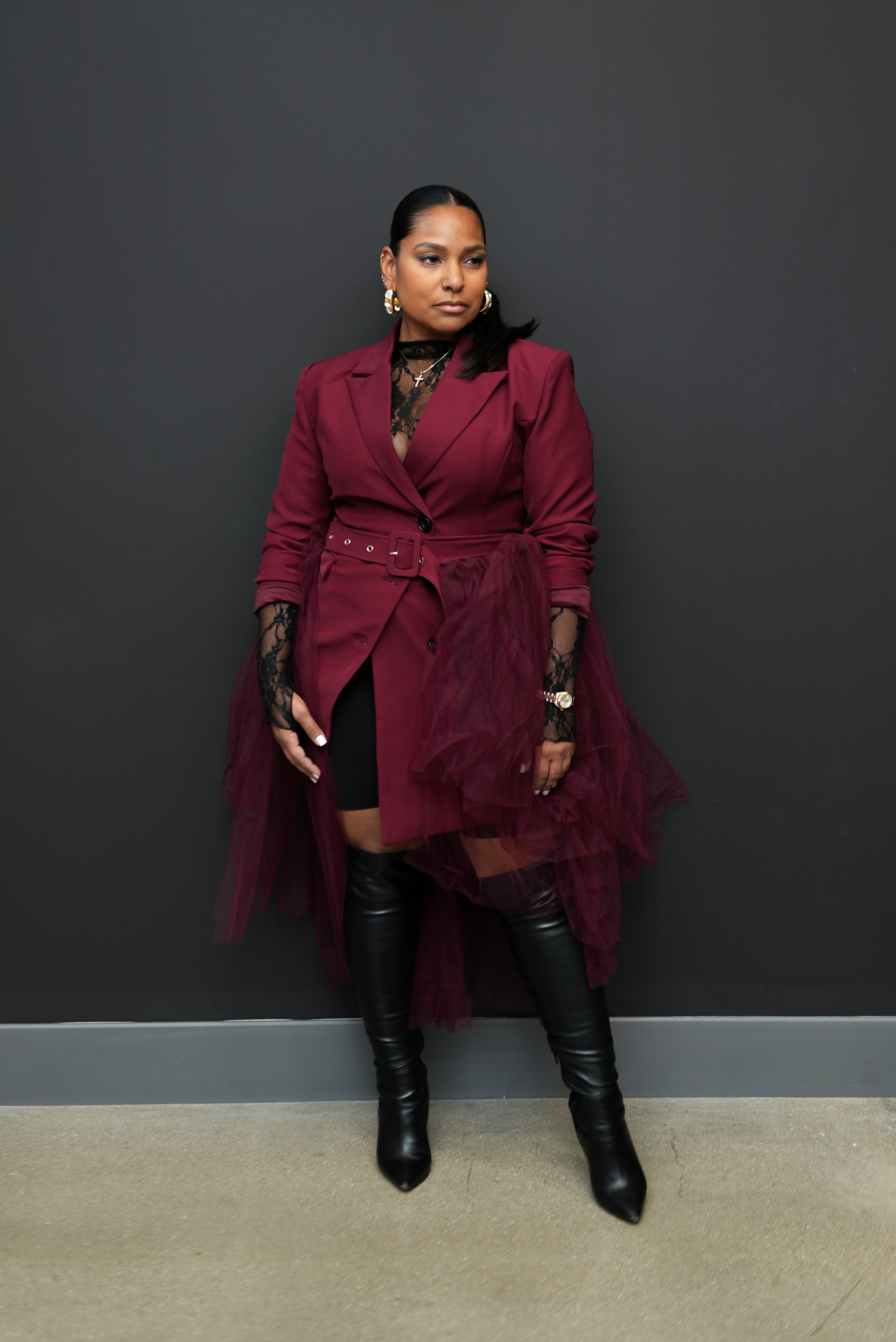 Merlot Moment Tulle Blazer