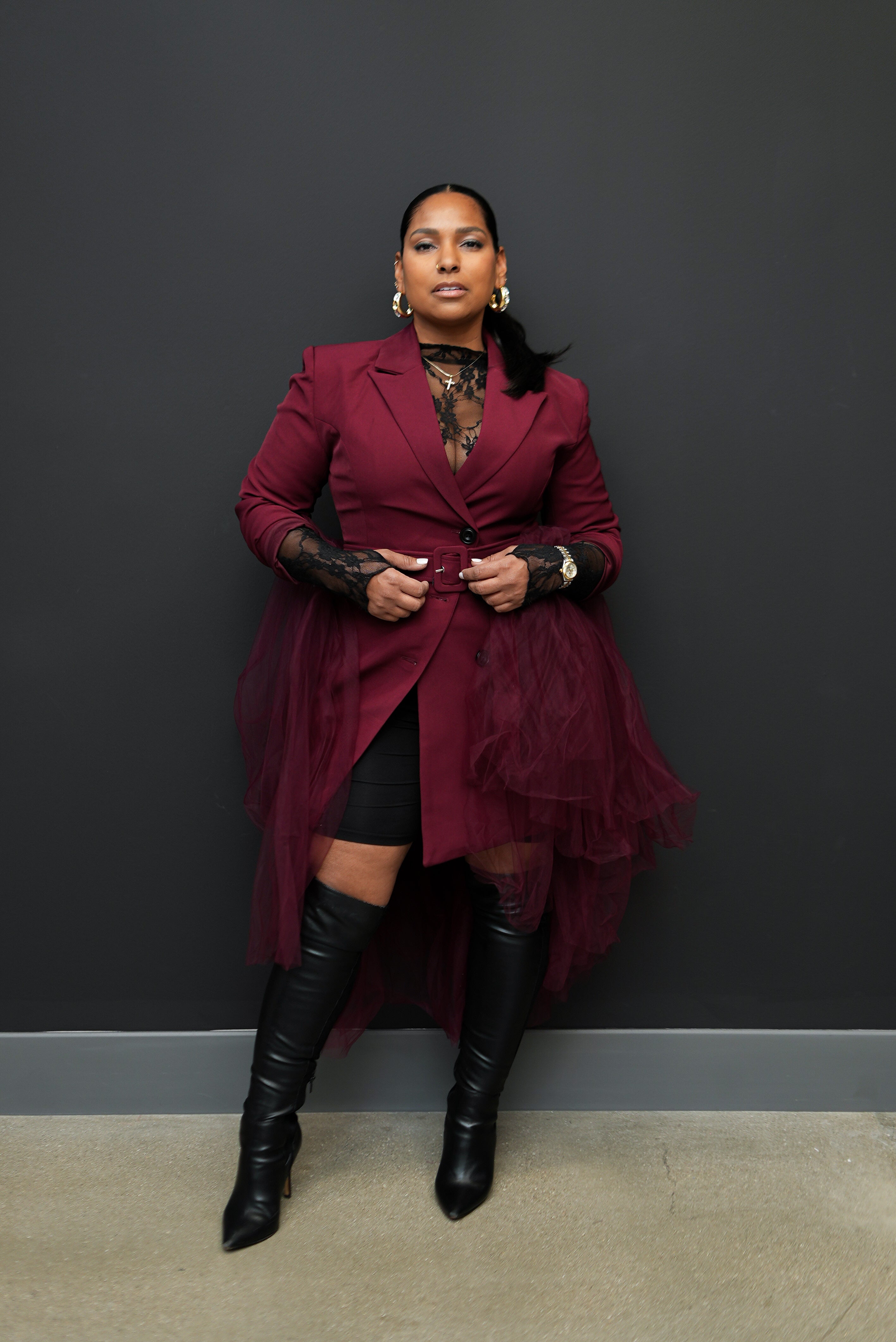 Merlot Moment Tulle Blazer