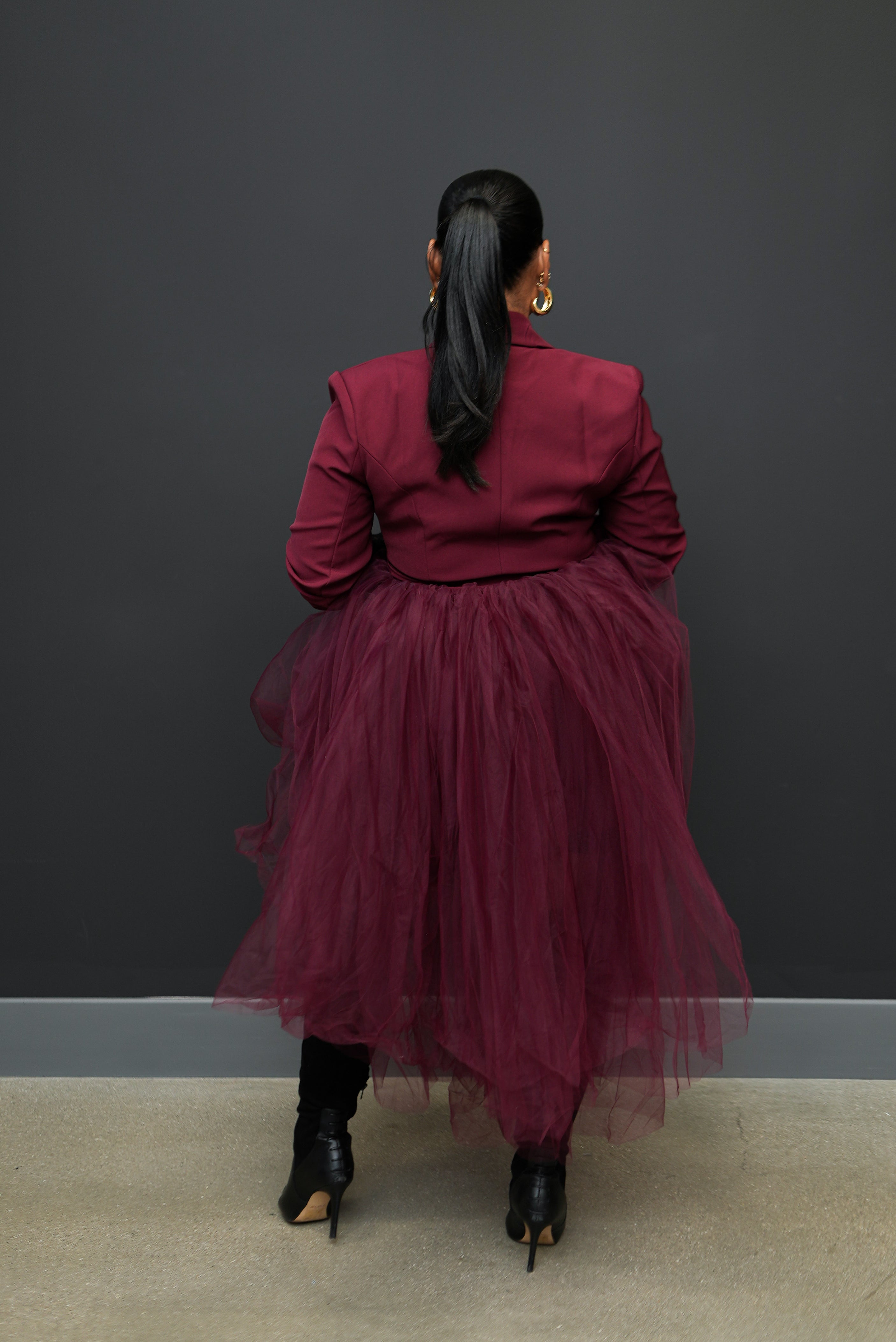 Merlot Moment Tulle Blazer