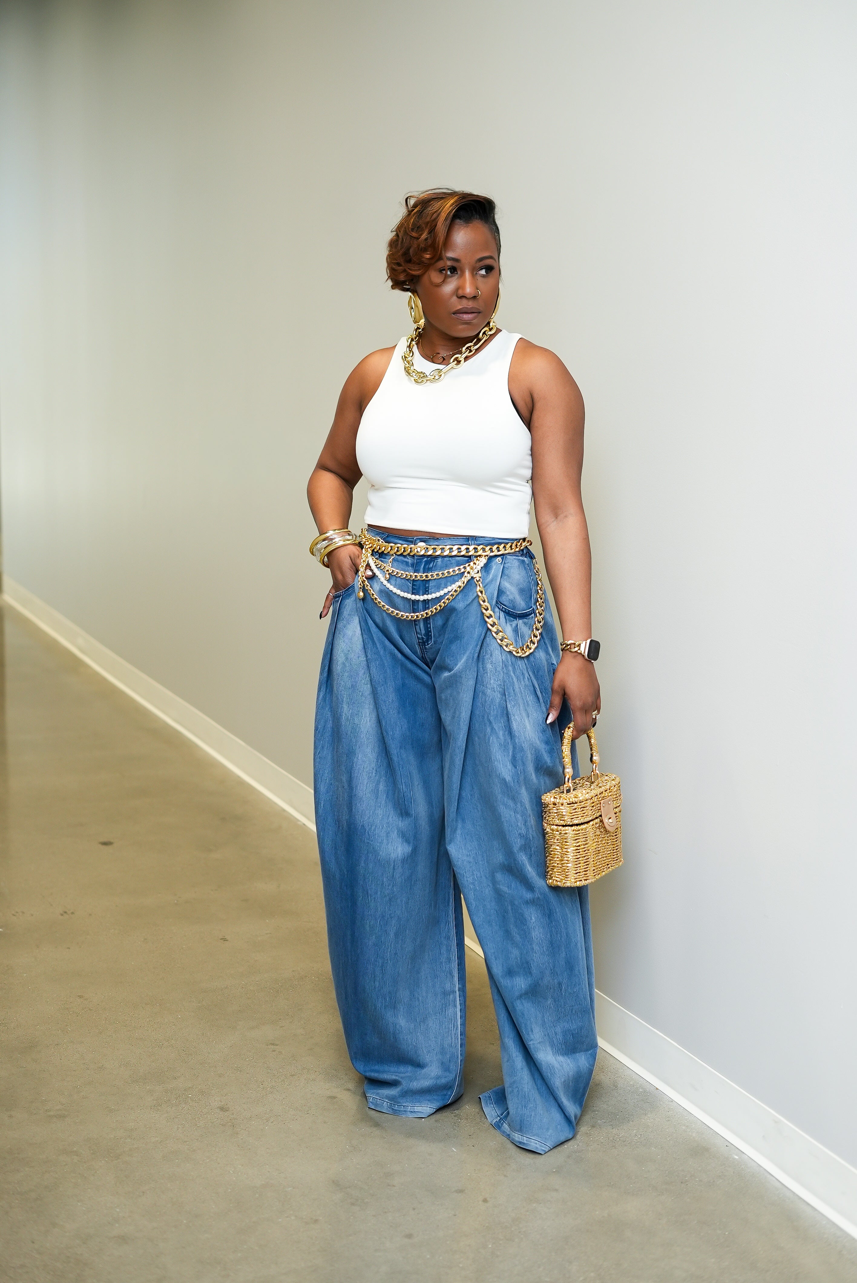 SKY JEANS ワイドレッグデニム Skyline Slay Wide-Leg Denim Pants