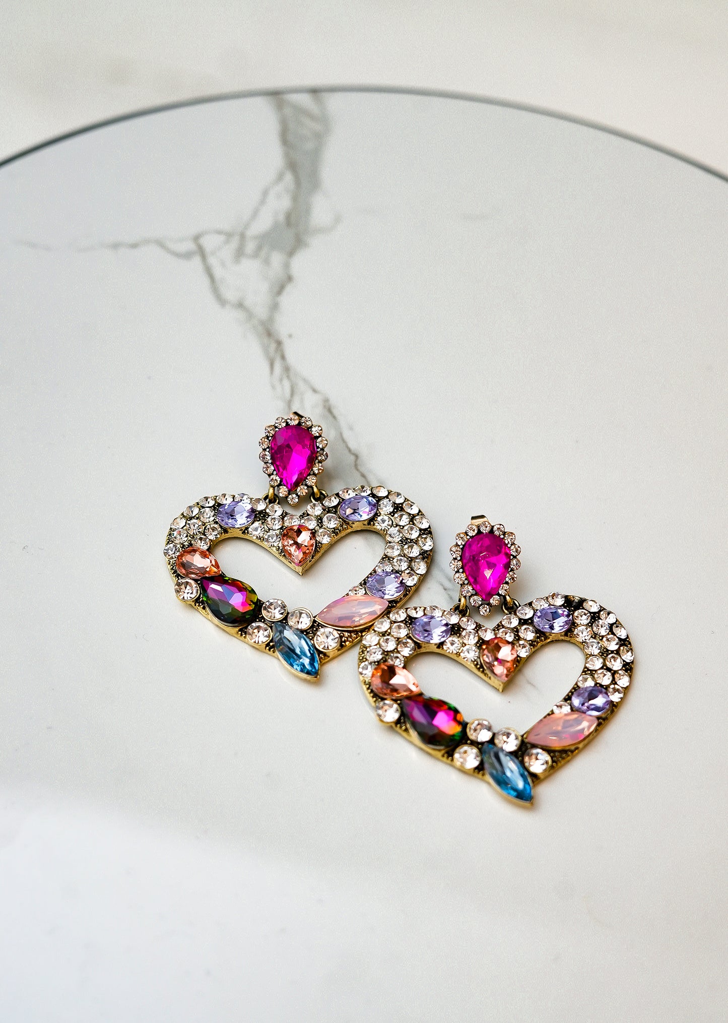 Heart Embellished Earring (Multi-Color)