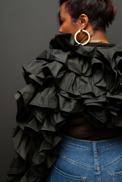 Golden Drama Ruffle Bolero (black)