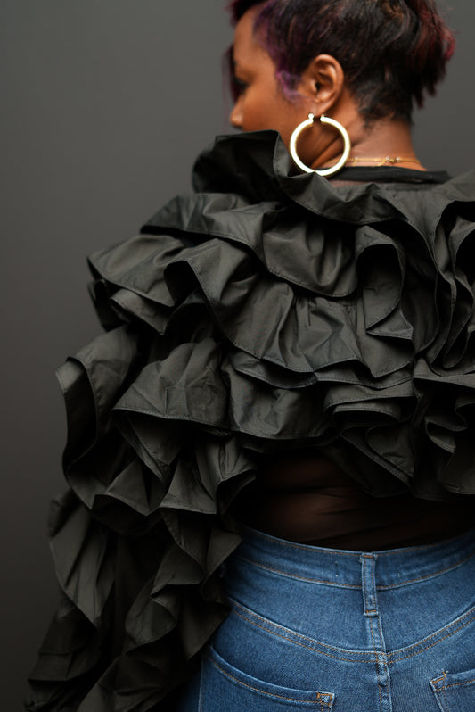 Golden Drama Ruffle Bolero (black)