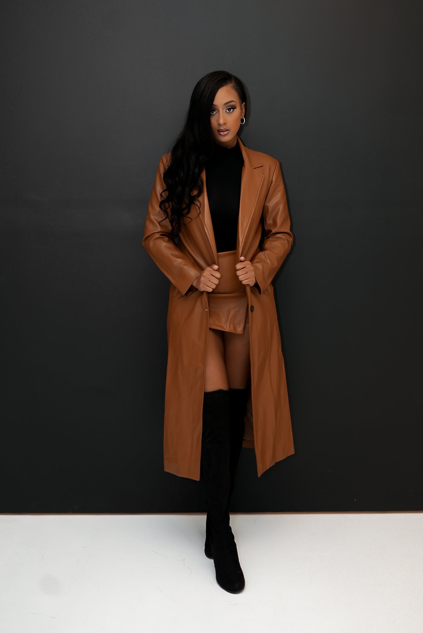 Cognac Leather Trench
