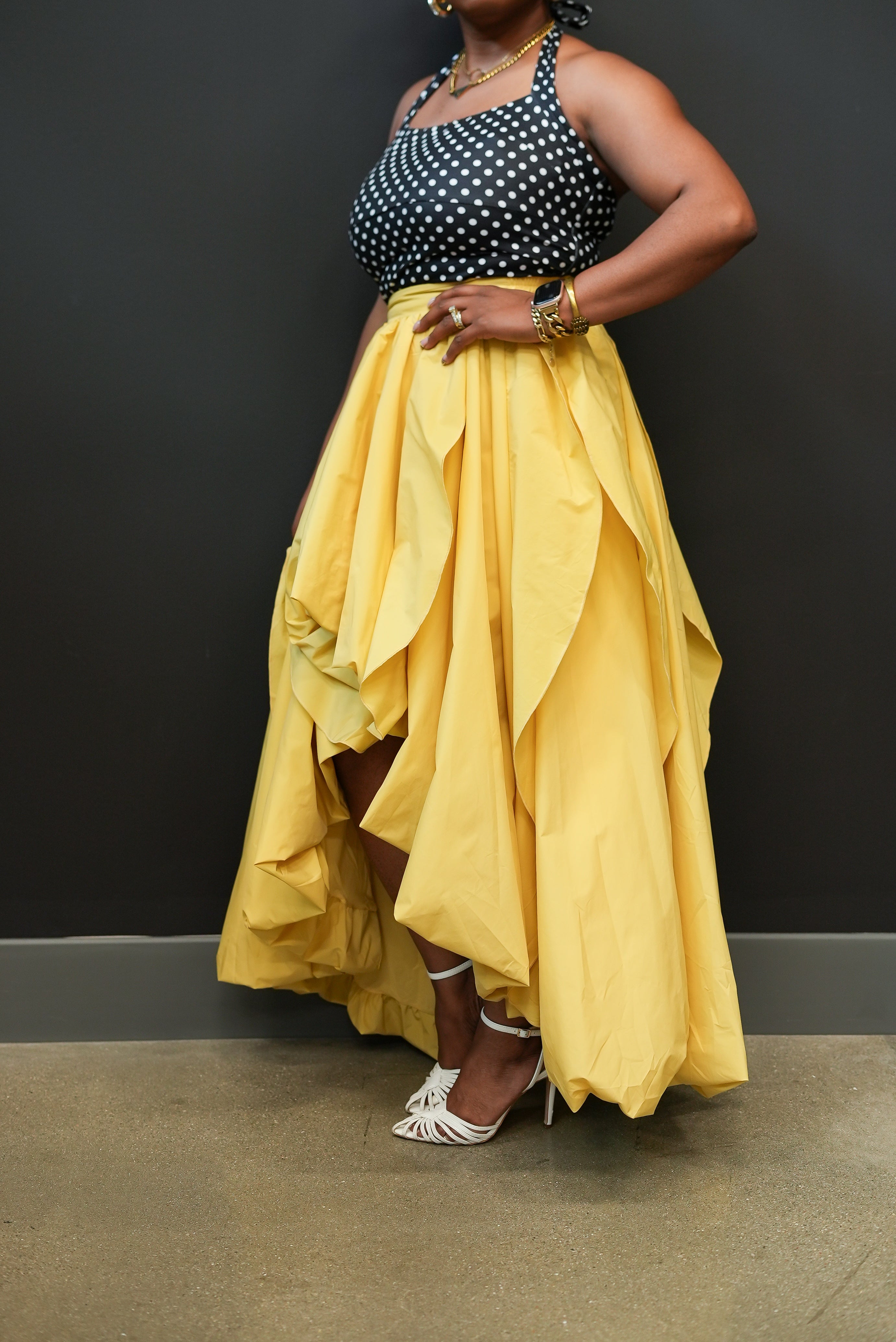 High-Low Abstract Skirt (Yellow)