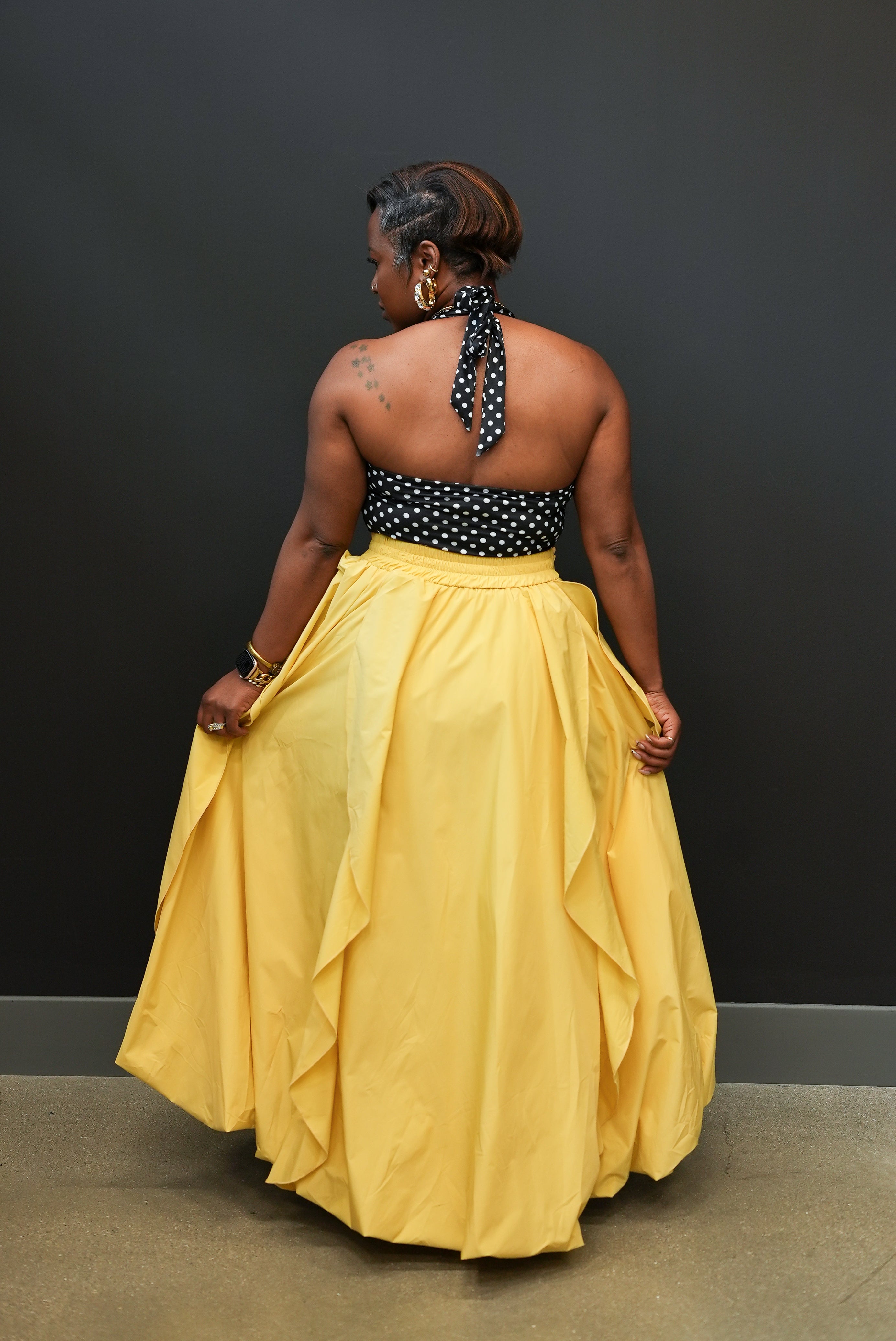 High-Low Abstract Skirt (Yellow)