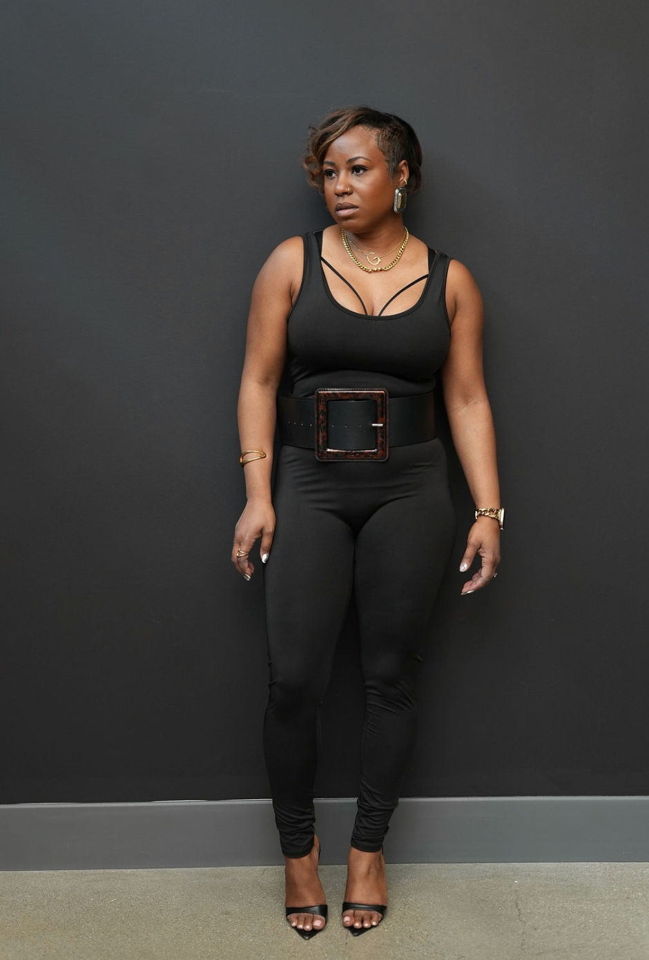 Black Square Buckle Belt