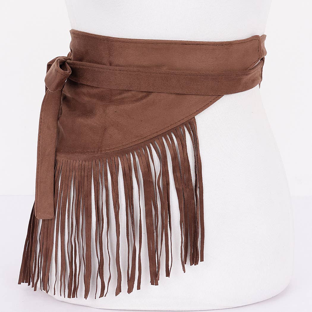 Faux Suede Fringe Belt