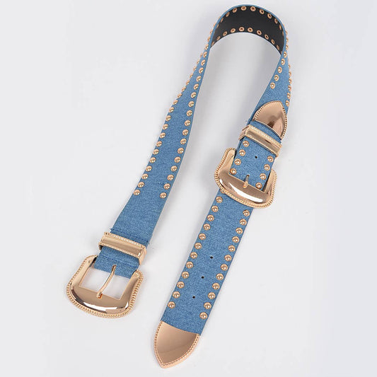 Two Buckle Denim Waist Belt