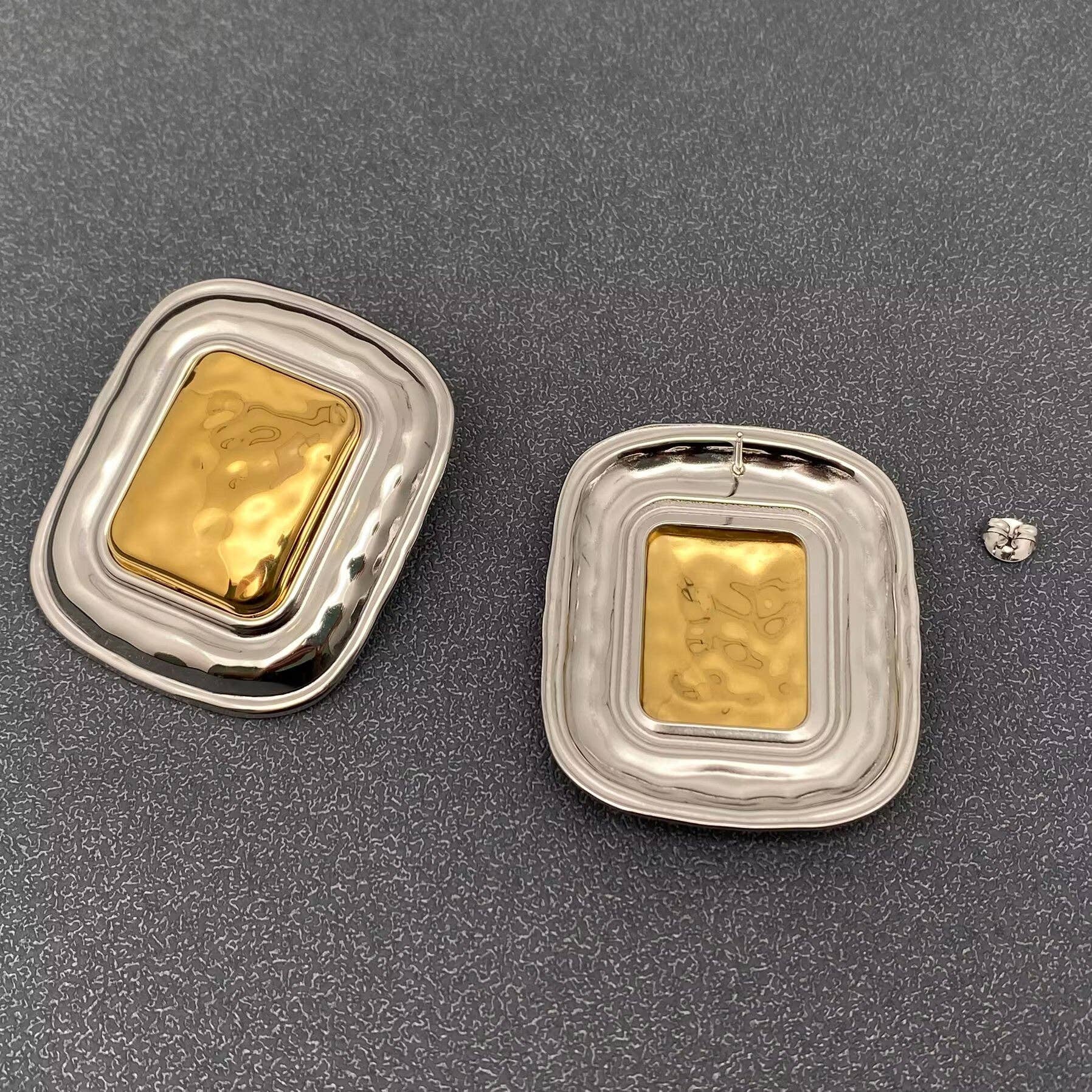Two Tone Square Post Earrings