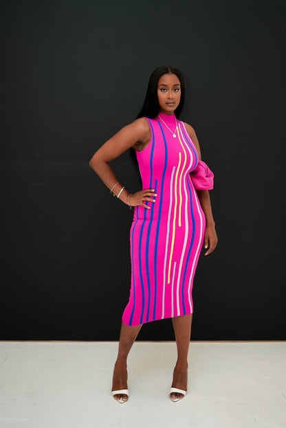 Pink Stripe Pencil Dress